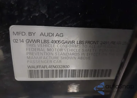 2014 Audi A4 2.0T Premium z USA, uszkodzony, nr VIN WAUFFAFL4EN032800